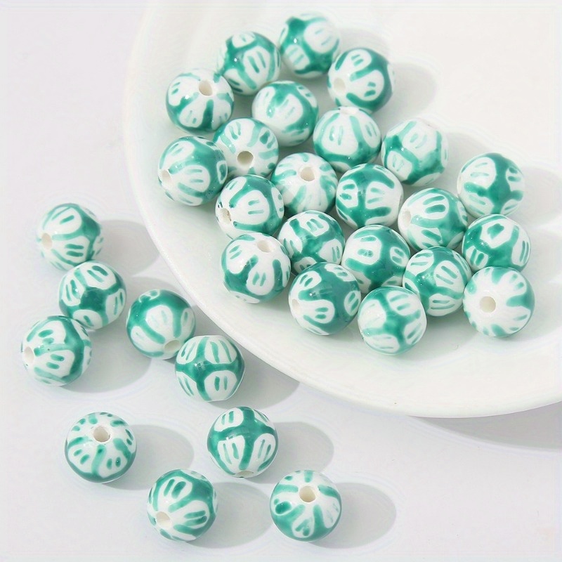 5 Hand-Painted Ceramic Beads for DIY